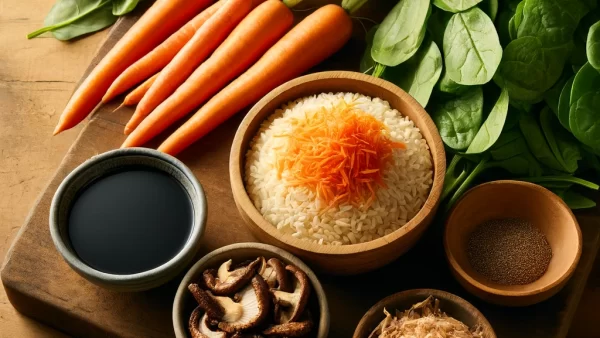 目に良いレシピ・にんじんとほうれん草の炊き込みご飯