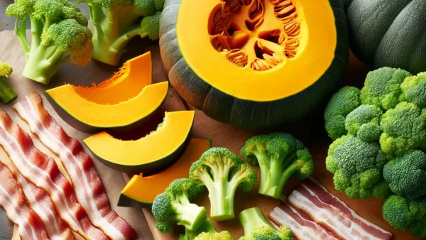 目に良いレシピ・かぼちゃとブロッコリーのベーコンソテー