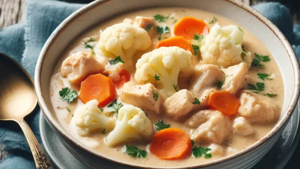 目にいいレシピ・鶏肉とカリフラワーのクリームシチュー
