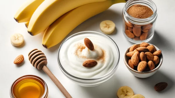 目に良いレシピ・バナナとアーモンドのヨーグルトパフェ