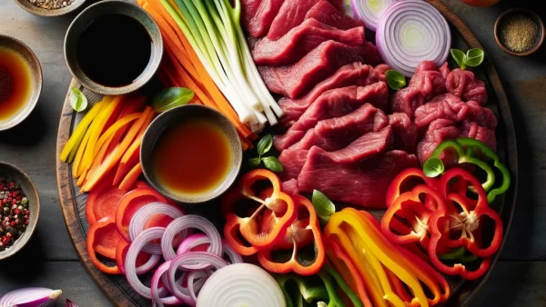 目に良いレシピ・牛肉とカラフル野菜のオイスターソース炒め