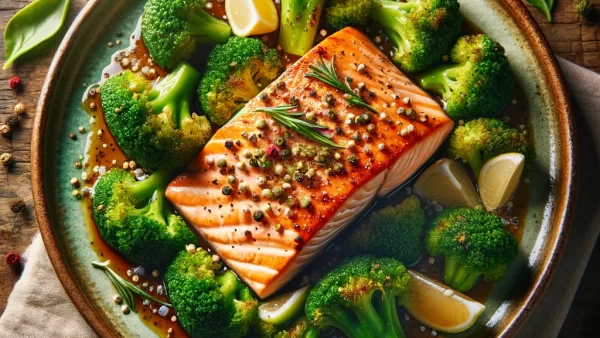 目に良いレシピ・ブロッコリーと鮭の柚子胡椒和え