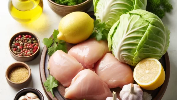 目に良いレシピ・キャベツと鶏肉のガーリック炒め